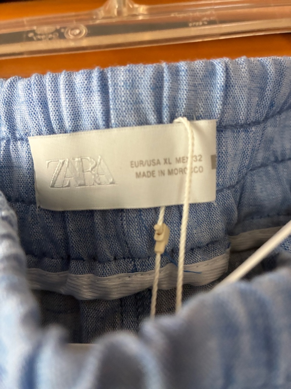 Zara Light Blue Wide-Leg Linen Pants length 41”waist 15”inseam14” - Picture 4 of 5
